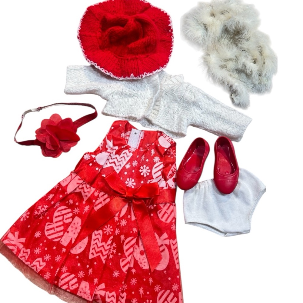 7 Pcs Lot of Doll Clothes & Accessories Fits 18 inch American Girl